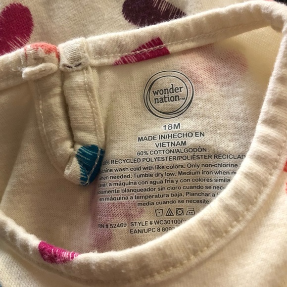 Wonder Nation white long sleeve heart print dress with matching bloomers, 18M - Picture 4 of 5